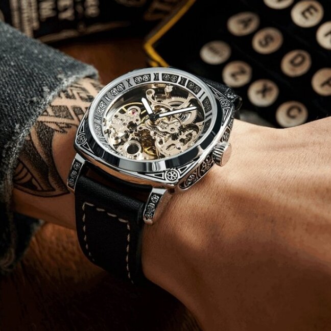 Чоловічий механічний годинник WishDoIt Baron 7011 Skeleton з автозаводом — фото 3