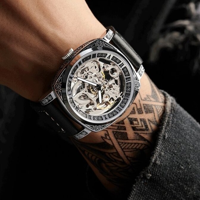 Чоловічий механічний годинник WishDoIt Baron 7011 Skeleton з автозаводом — фото 8