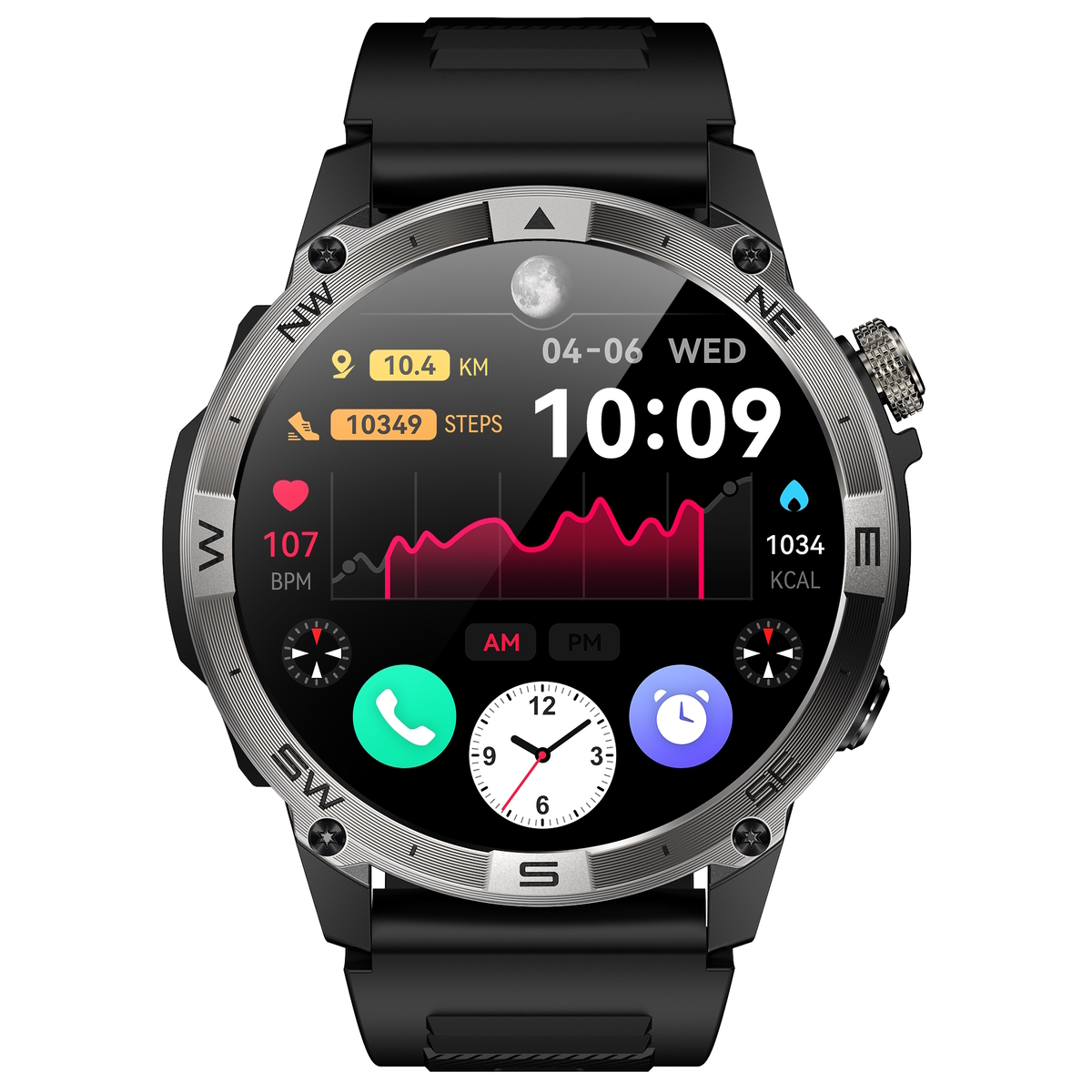 Смарт-годинник North Edge GPS Smart Titan з AMOLED, GPS і компасом, чорний — фото 1