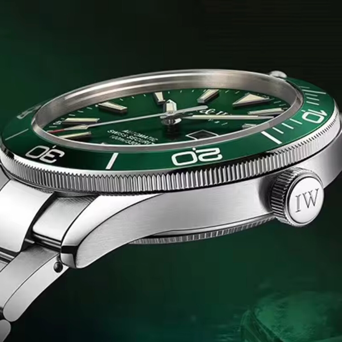 Чоловічий механічний годинник Carnival Diver 10 Bar 2032 із зеленим циферблатом — фото 9