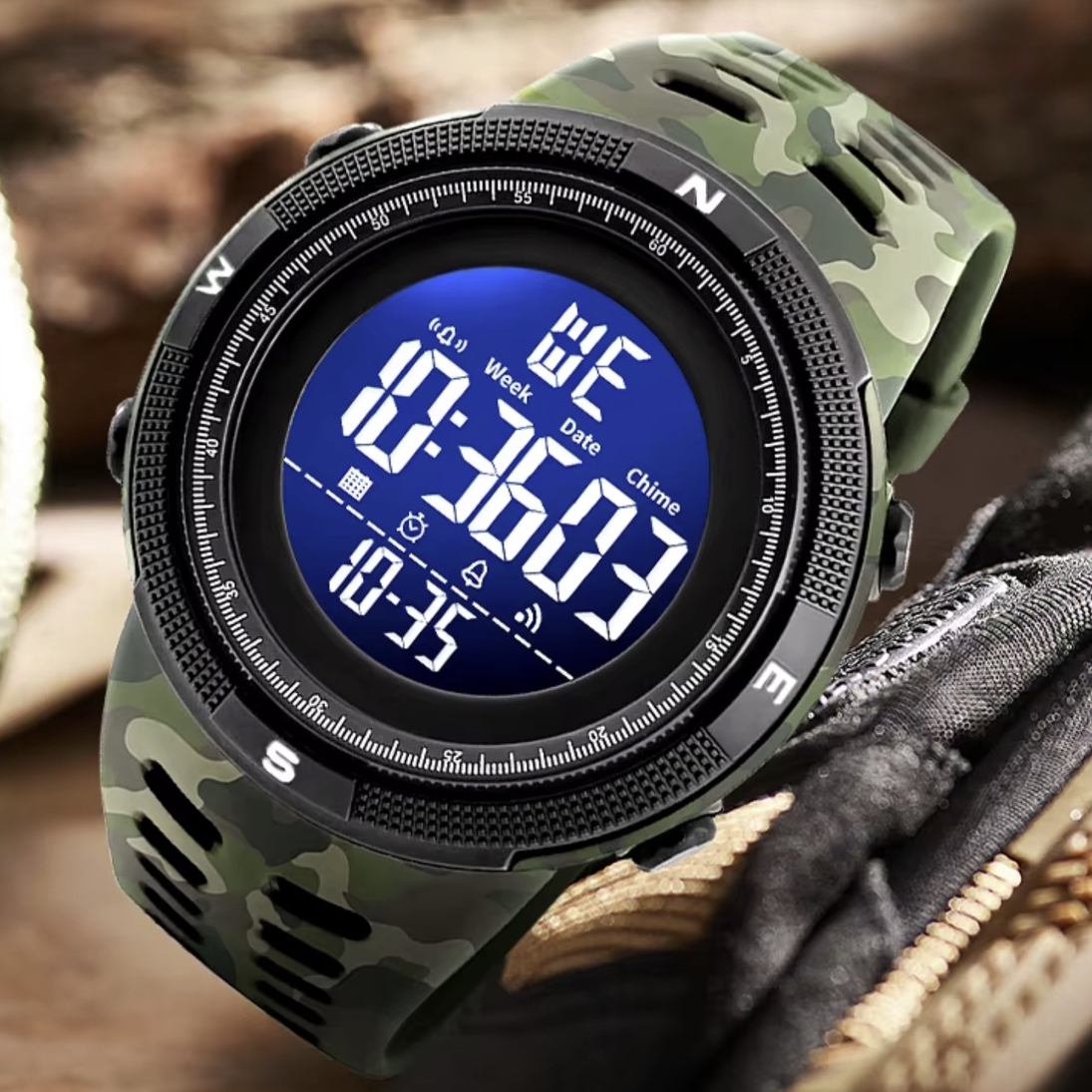 Чоловічий годинник Smael Army 2021 хакі з цифровим циферблатом — фото 3