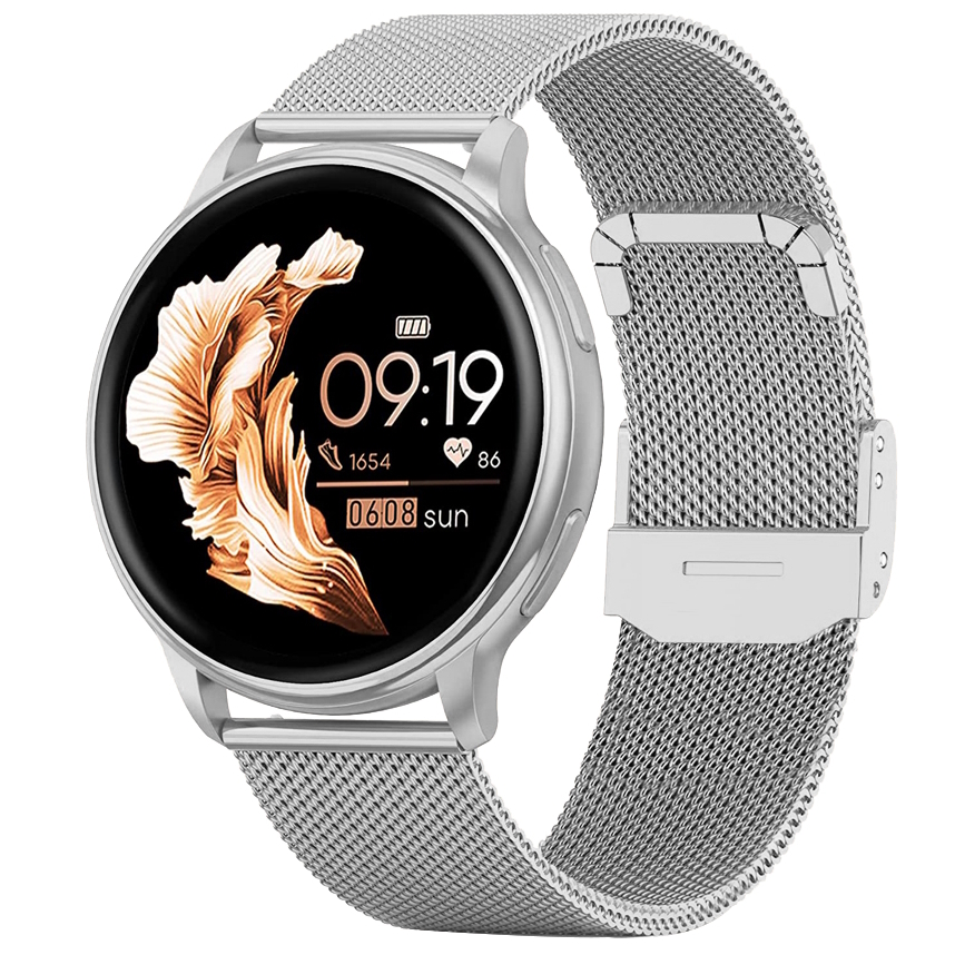 Жіночий смарт-годинник UWatch Smart Melisia Silver Steel 44 мм зі сталевим браслетом, 2 ремінці — фото 2