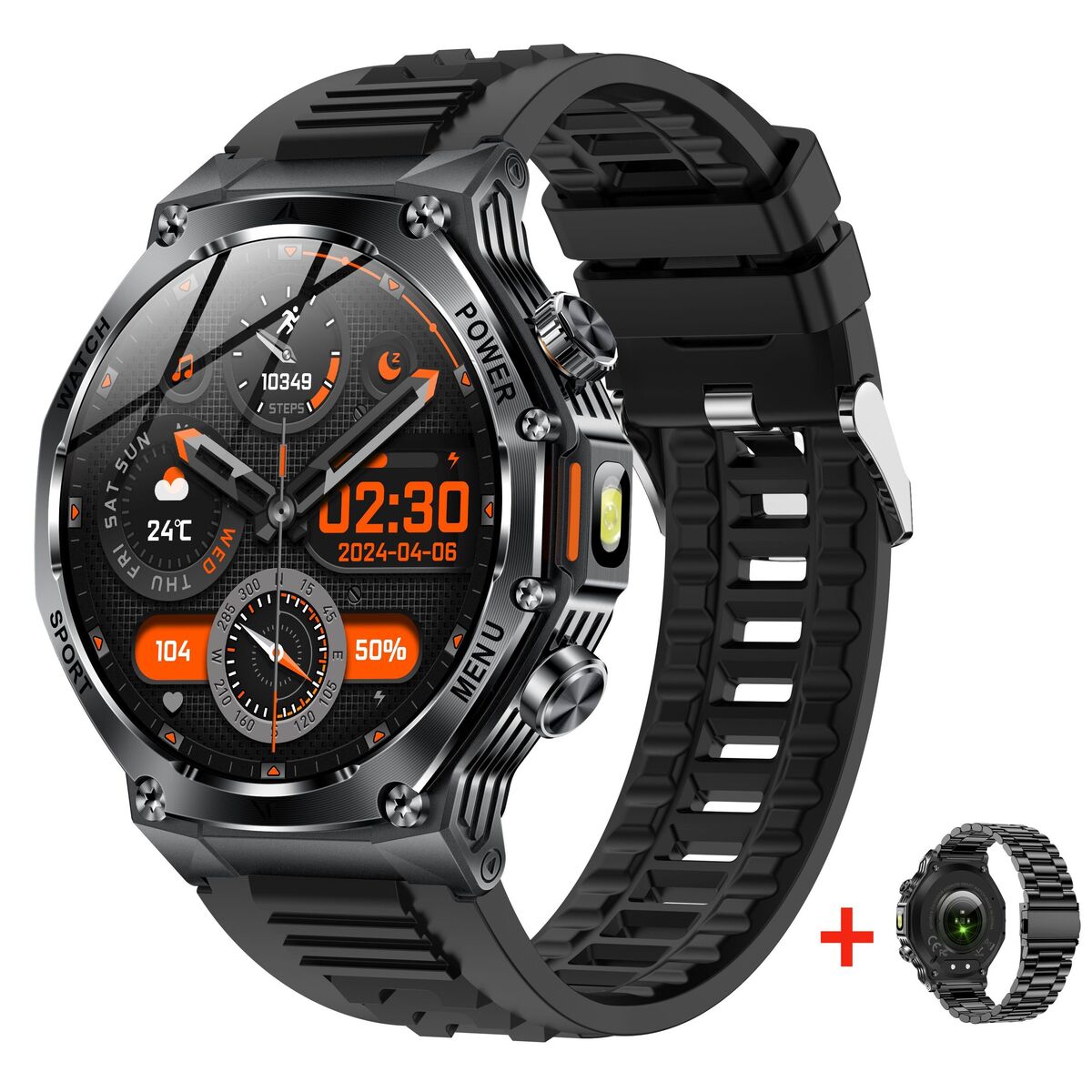 Смарт-годинник UWatch Smart Surf X Pro Black Rubber 2023, 2 ремінці