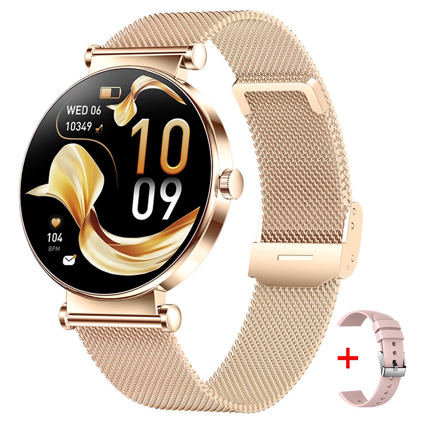 UWatch Smart Princess Steel Gold розумний годинник AMOLED 1.32 з 2 ремінцями — фото 1