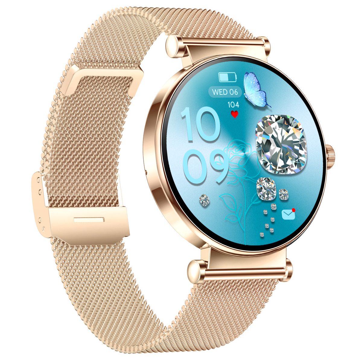 UWatch Smart Princess Steel Gold розумний годинник AMOLED 1.32 з 2 ремінцями — фото 3