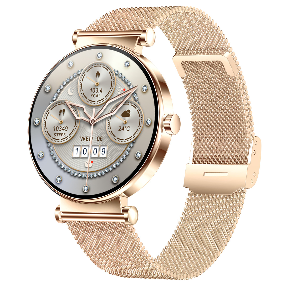 UWatch Smart Princess Steel Gold розумний годинник AMOLED 1.32 з 2 ремінцями — фото 10