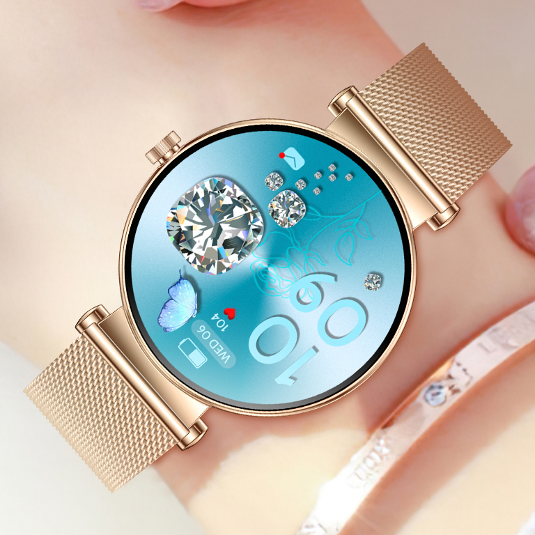 UWatch Smart Princess Steel Gold розумний годинник AMOLED 1.32 з 2 ремінцями — фото 9