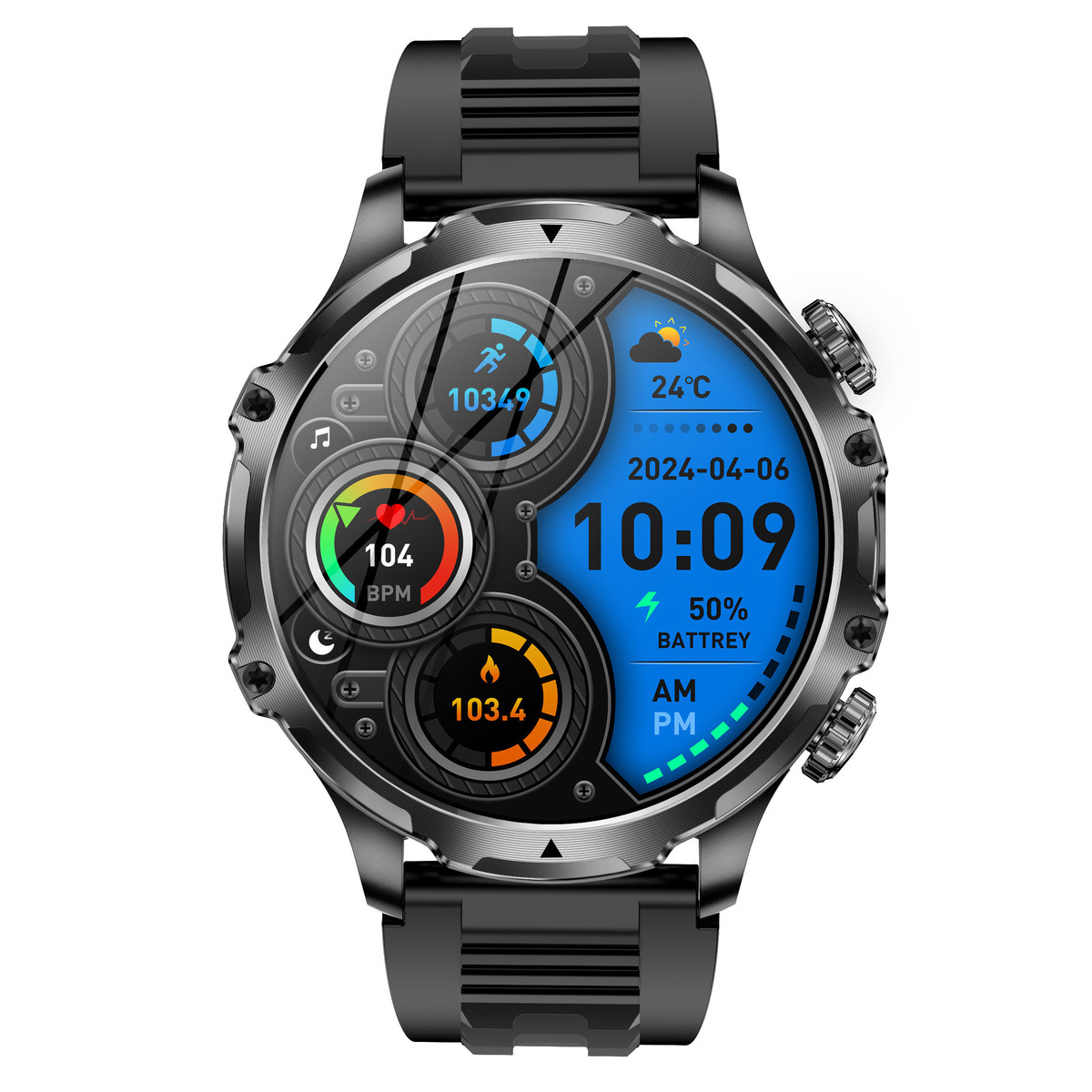 Смарт-годинник UWatch Smart Turbo Power Rubber чорний, 1.85″, 2 ремінці — фото 3