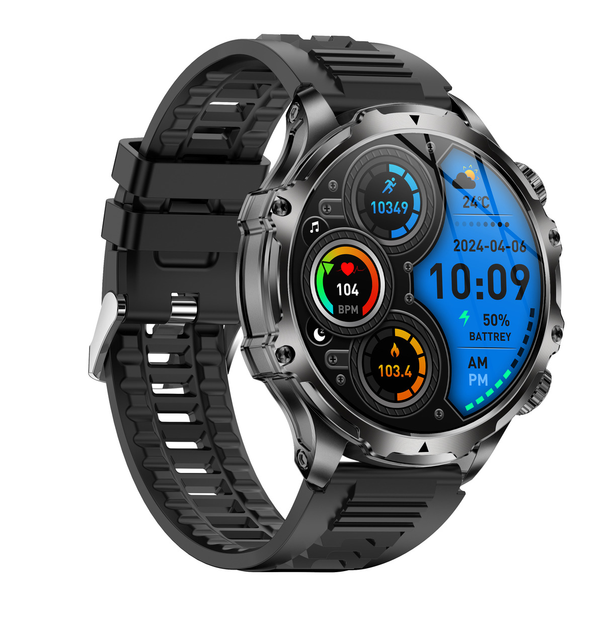 Смарт-годинник UWatch Smart Turbo Power Rubber чорний, 1.85″, 2 ремінці — фото 9