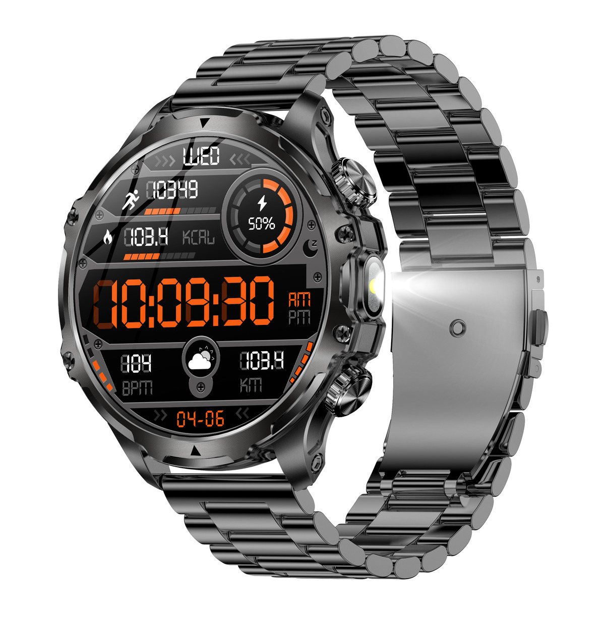 UWatch Smart Turbo Power Steel смарт-годинник 1.8 дюйма, чорний, 2 ремінці — фото 8
