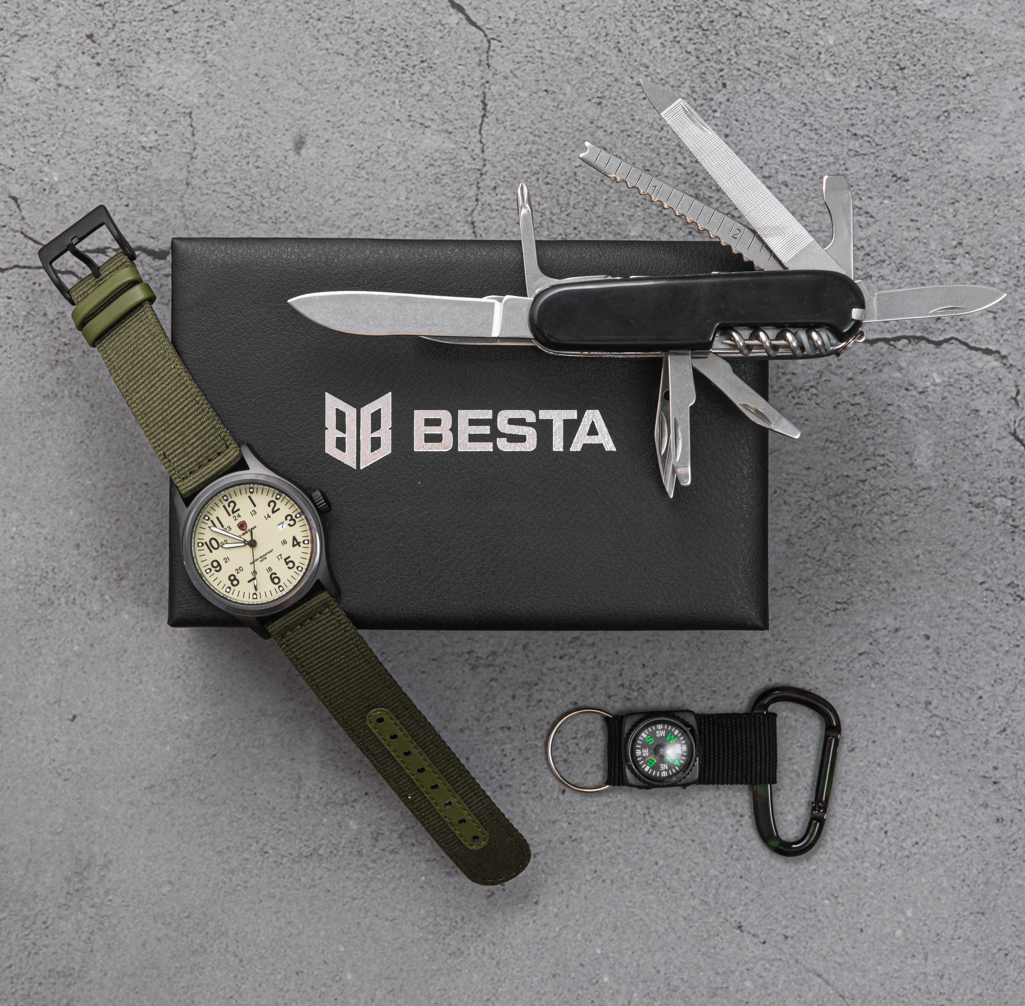 Чоловічий набір Besta Box Command Set 1954 з тактичним годинником і компасом — фото 2
