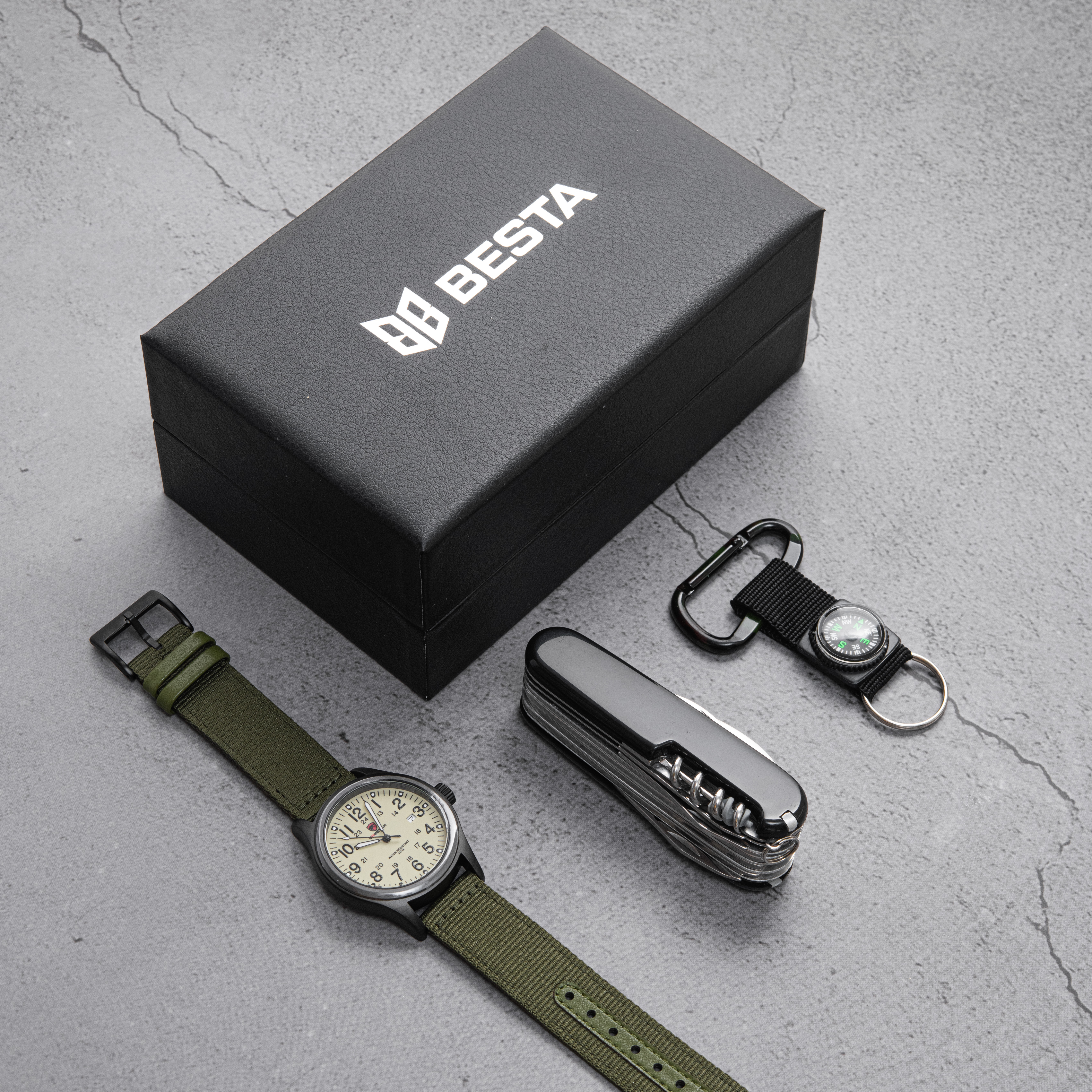 Чоловічий набір Besta Box Command Set 1954 з тактичним годинником і компасом — фото 3
