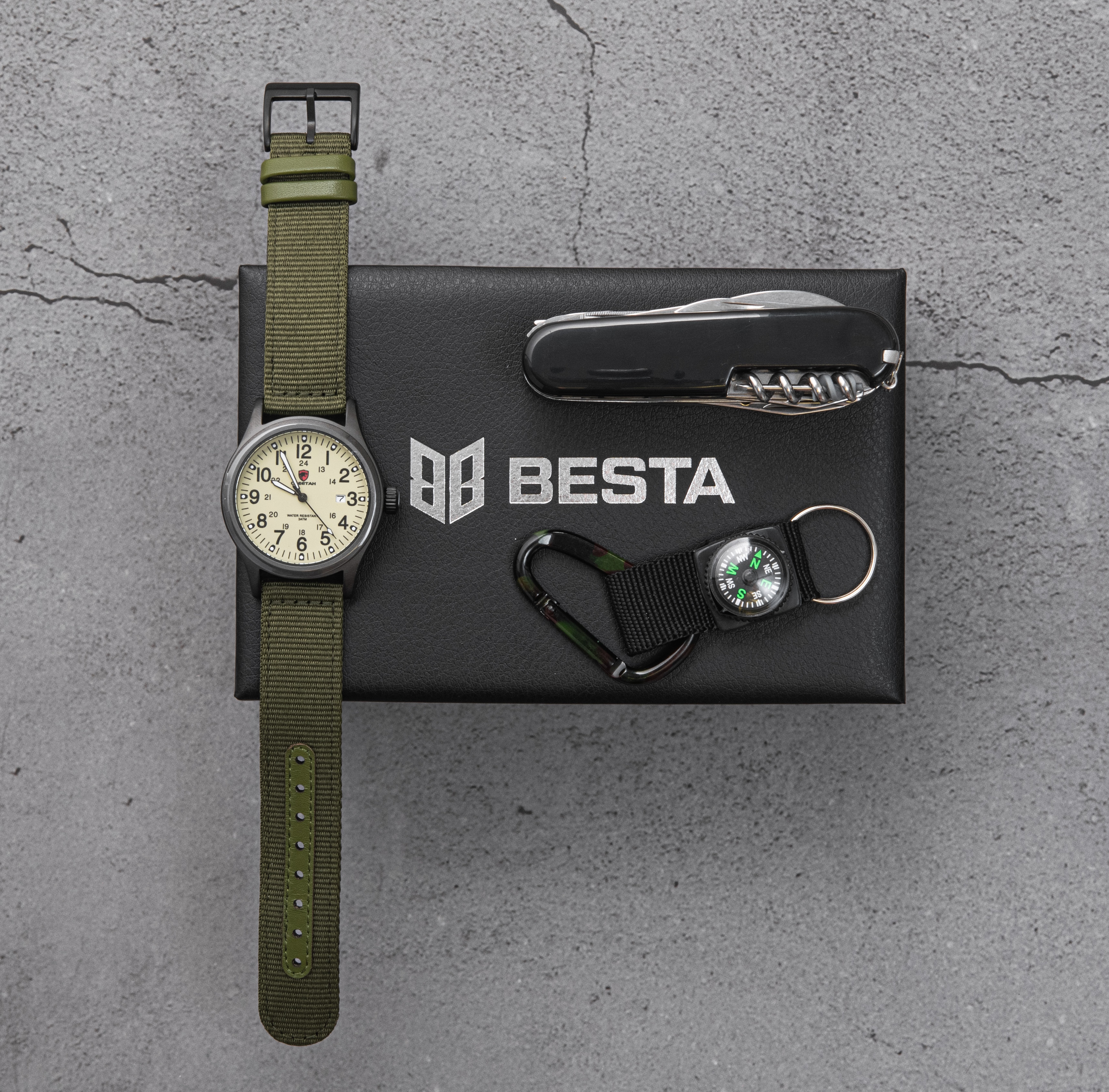 Чоловічий набір Besta Box Command Set 1954 з тактичним годинником і компасом — фото 5