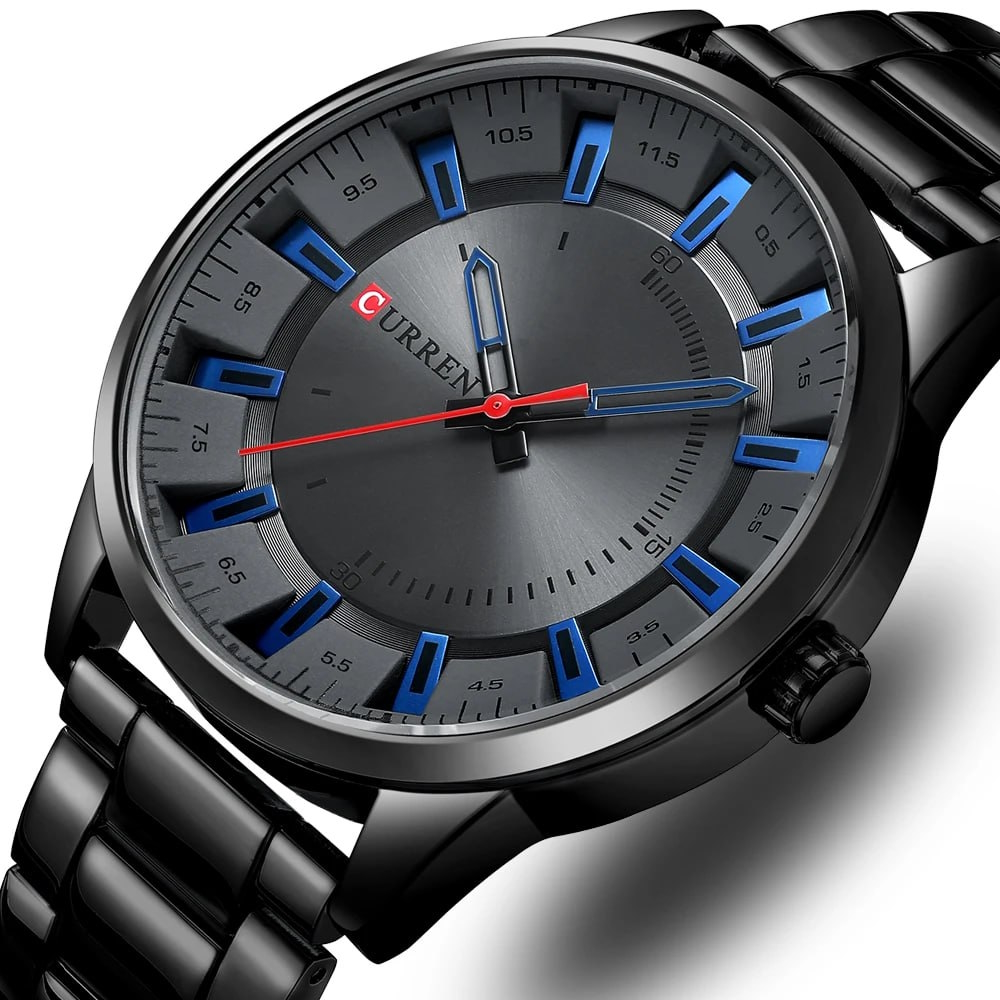Чоловічий годинник Curren Formula 1950 Quartz з чорним сталевим браслетом — фото 1