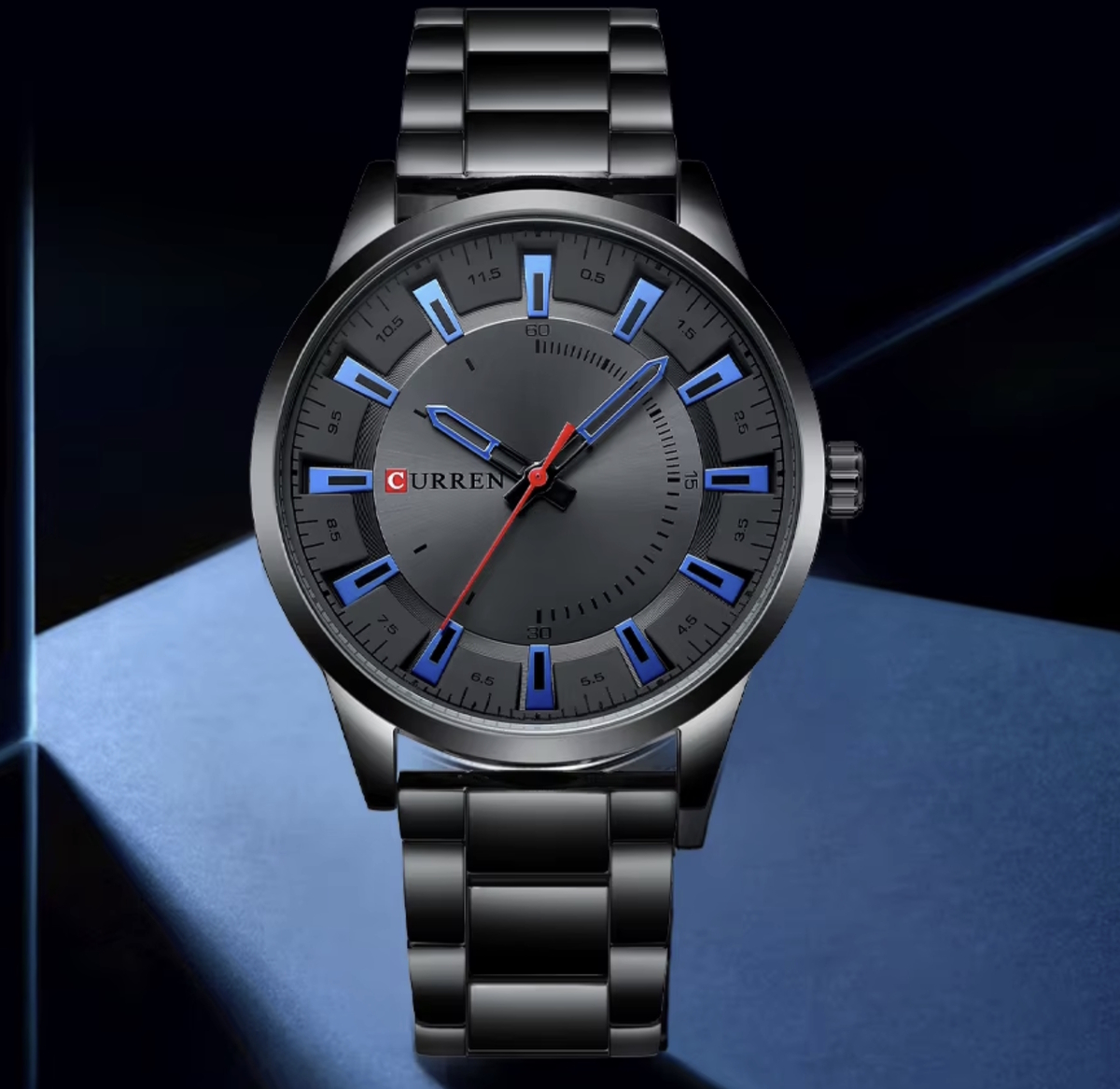 Чоловічий годинник Curren Formula 1950 Quartz з чорним сталевим браслетом — фото 6
