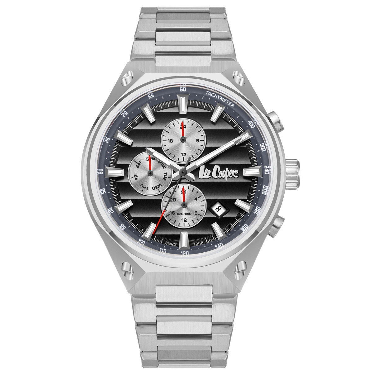 Чоловічий годинник Lee Cooper Ice Silver 1837 з чорним циферблатом — фото 2
