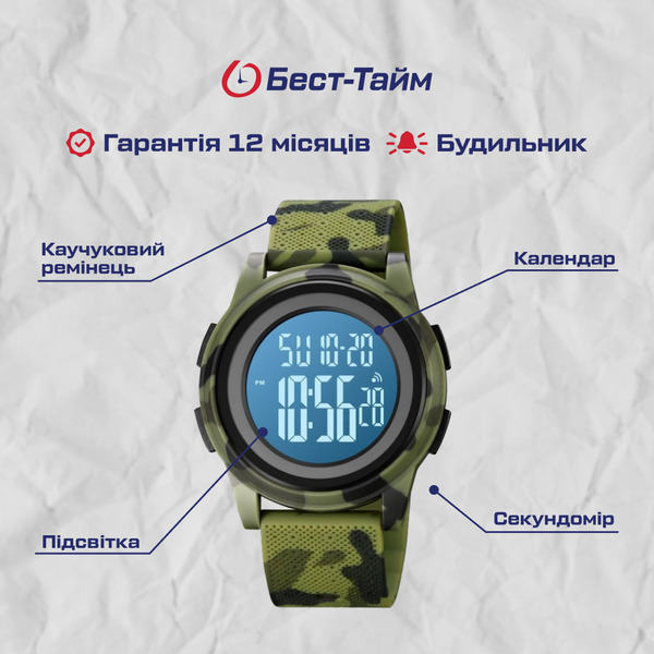 Чоловічий годинник Skmei Military New 1895 мілітарі з цифровим циферблатом — фото 5