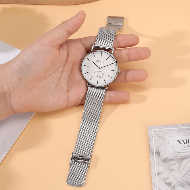 Унісекс годинник Besta Love UA Silver 39 мм зі сріблястим браслетом — фото 8