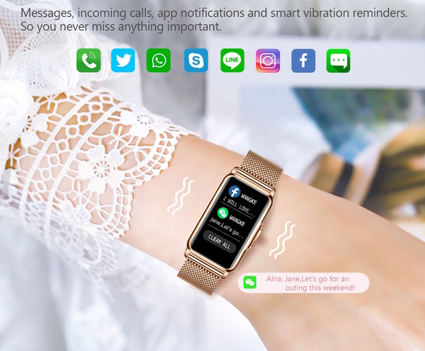 UWatch Smart Mioband Nano+ Pink фітнес-браслет OLED 1,47 з 2 ремінцями — фото 8