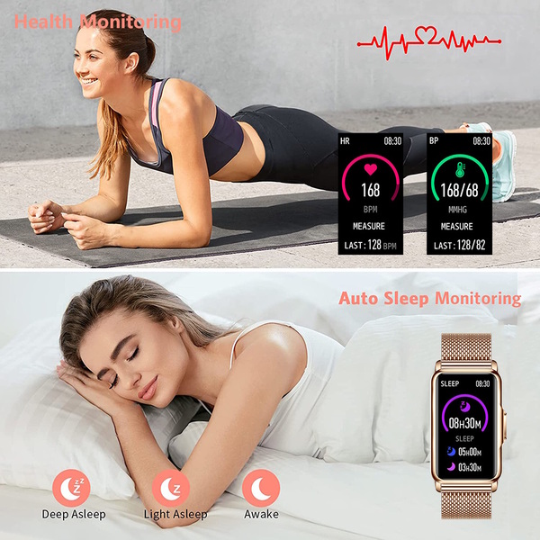 Жіночий смарт-годинник UWatch Smart Mioband Nano+ Gold з OLED-дисплеєм і 2 ремінцями — фото 9