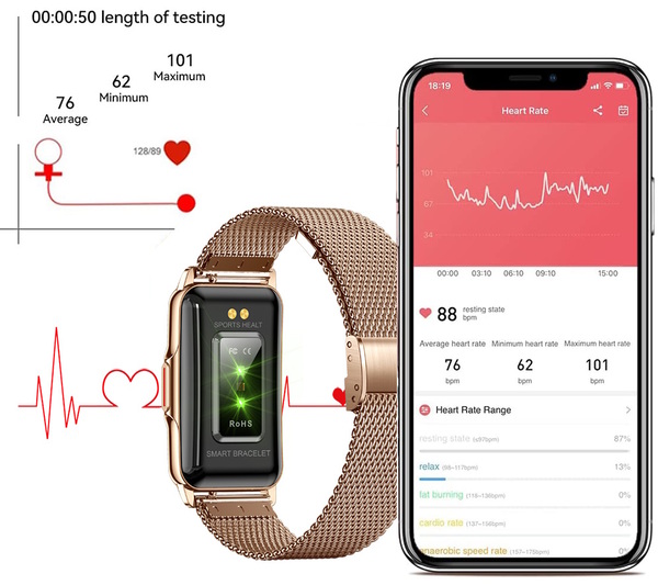 UWatch Smart Mioband Nano+ Pink фітнес-браслет OLED 1,47 з 2 ремінцями — фото 6