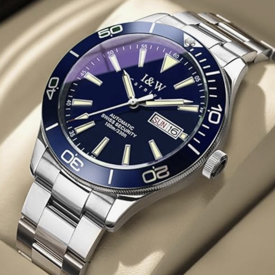 Чоловічий механічний годинник Carnival BlueMarine 10 Bar 2093 із синім циферблатом — фото 1