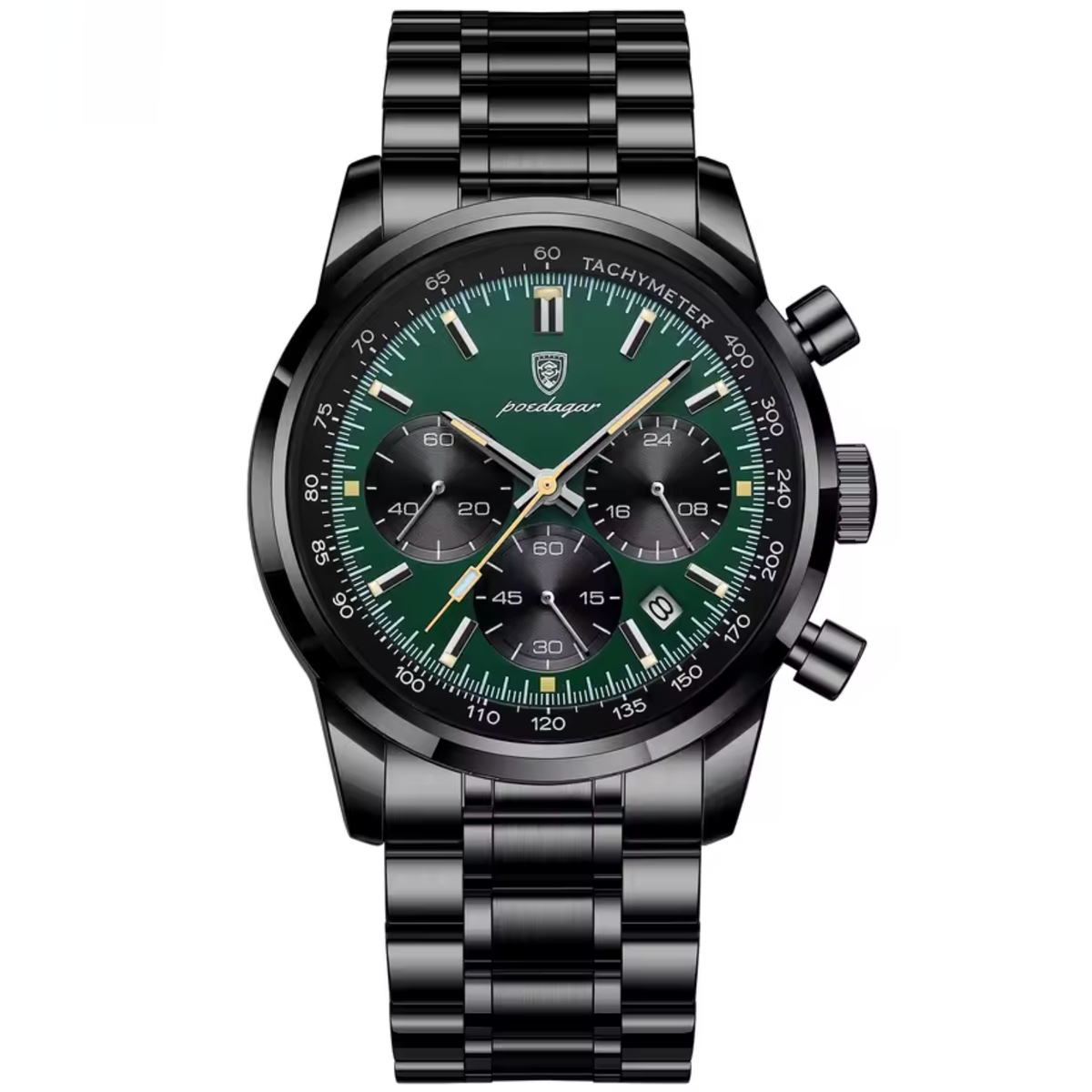 Чоловічий годинник Poedagar Petros Black 2103, зелений циферблат — фото 2