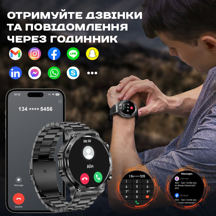 Смарт-годинник UWatch Smart Surf X Pro Black Rubber 2023, 2 ремінці — фото 6