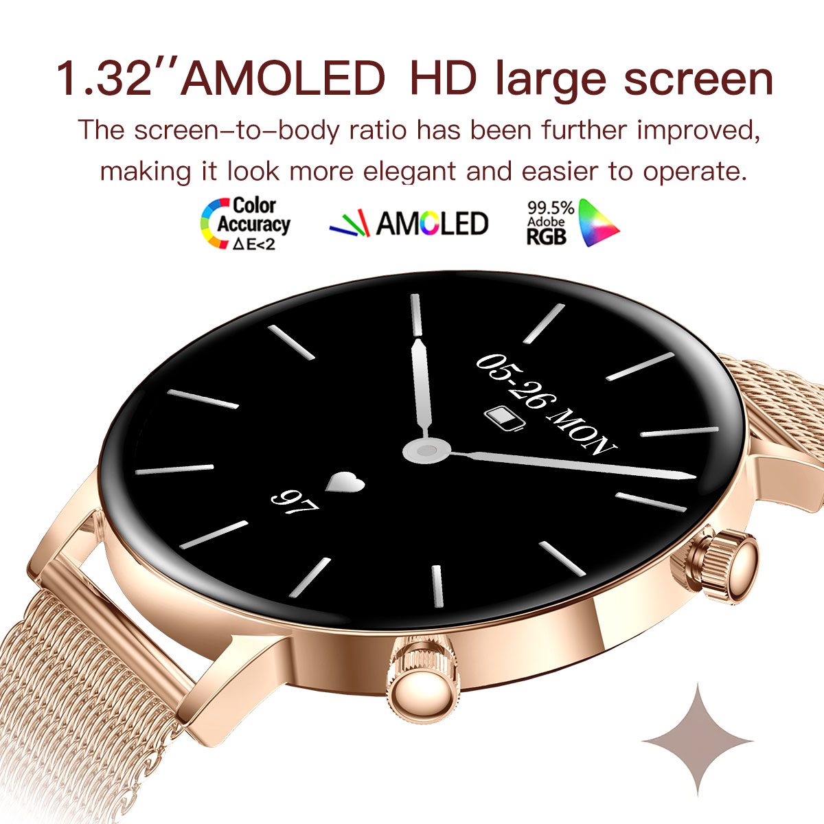 Смарт-годинник UWatch Smart Flower X Red з AMOLED-дисплеєм 1,32″ та 2 ремінцями — фото 6