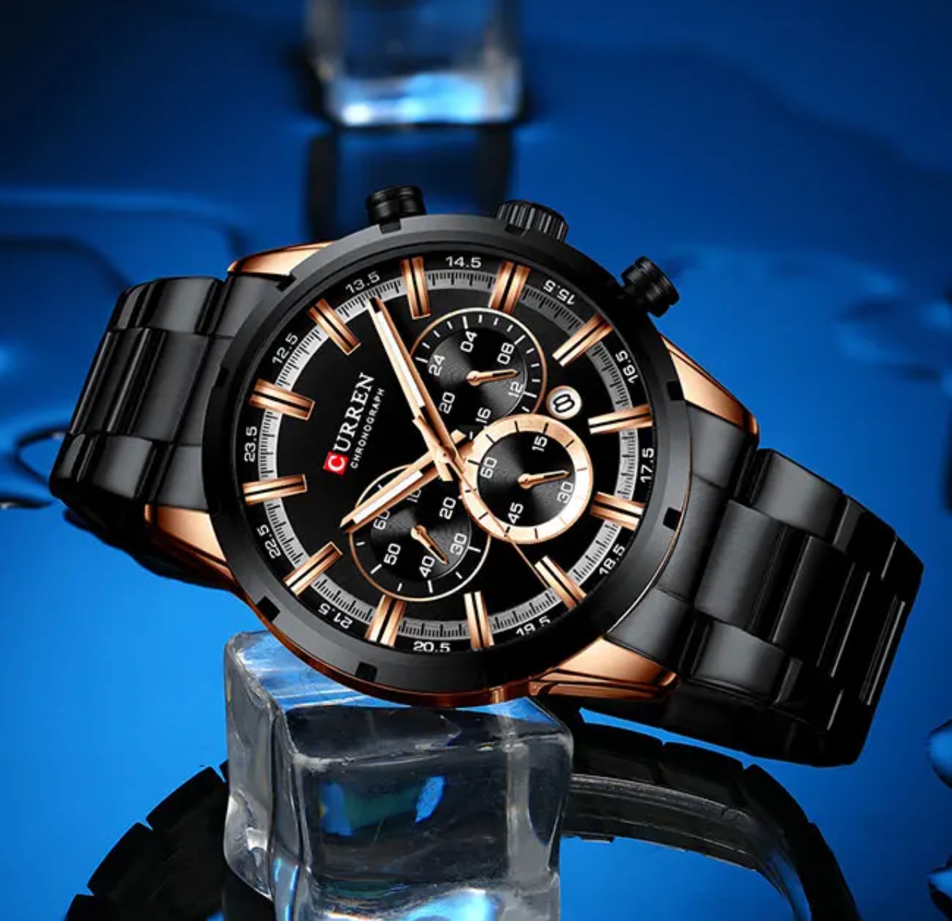 Чоловічий годинник Curren Wild Black 2095 з хронографом і сталевим браслетом — фото 2