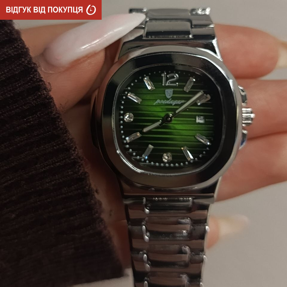 Жіночий годинник Poedagar Great Limited Lady 2305 зі сталевим браслетом, зелений циферблат — фото 8
