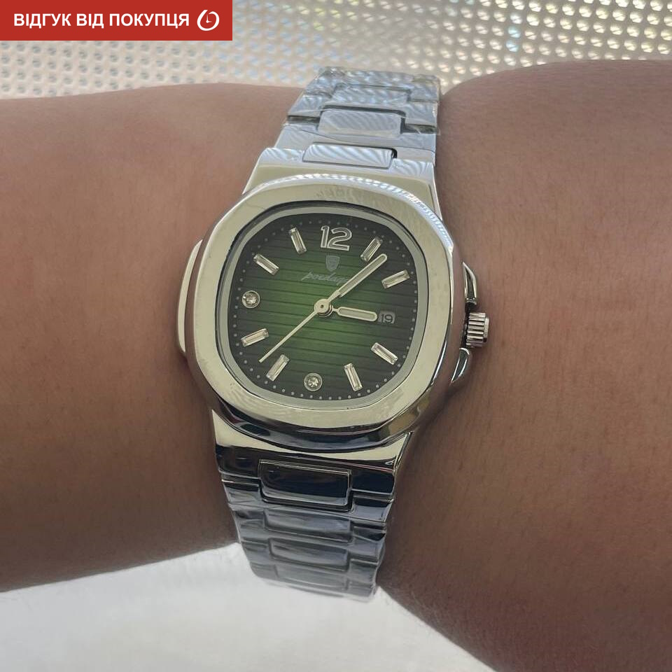 Жіночий годинник Poedagar Great Limited Lady 2305 зі сталевим браслетом, зелений циферблат — фото 7