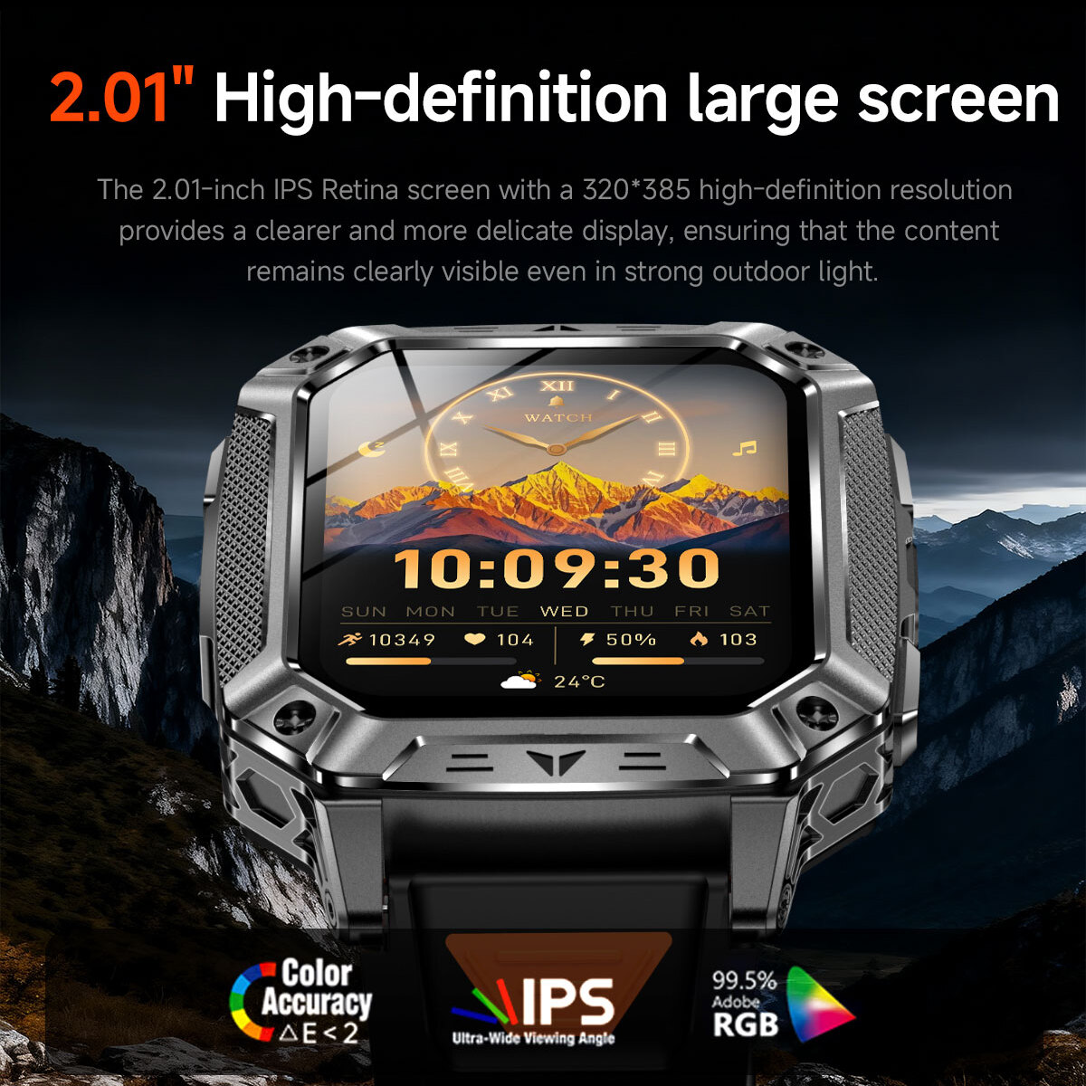 Смарт-годинник UWatch Smart Formula K+ Rubber 2.01, чорний, 2 ремінці — фото 5