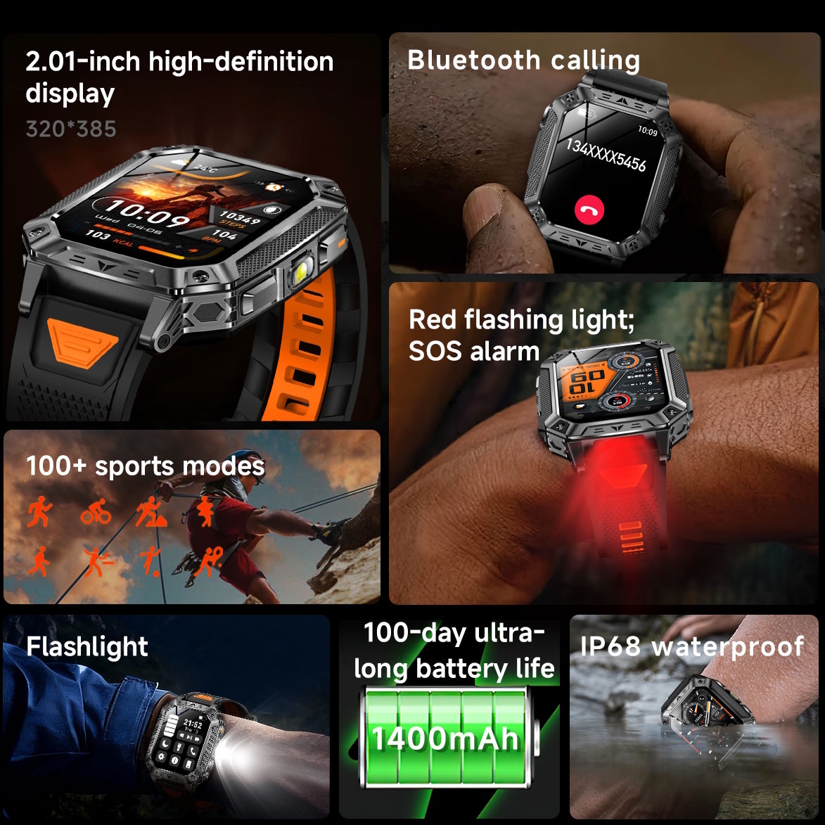 Смарт-годинник UWatch Smart Formula K+ Rubber 2.01, чорний, 2 ремінці — фото 4