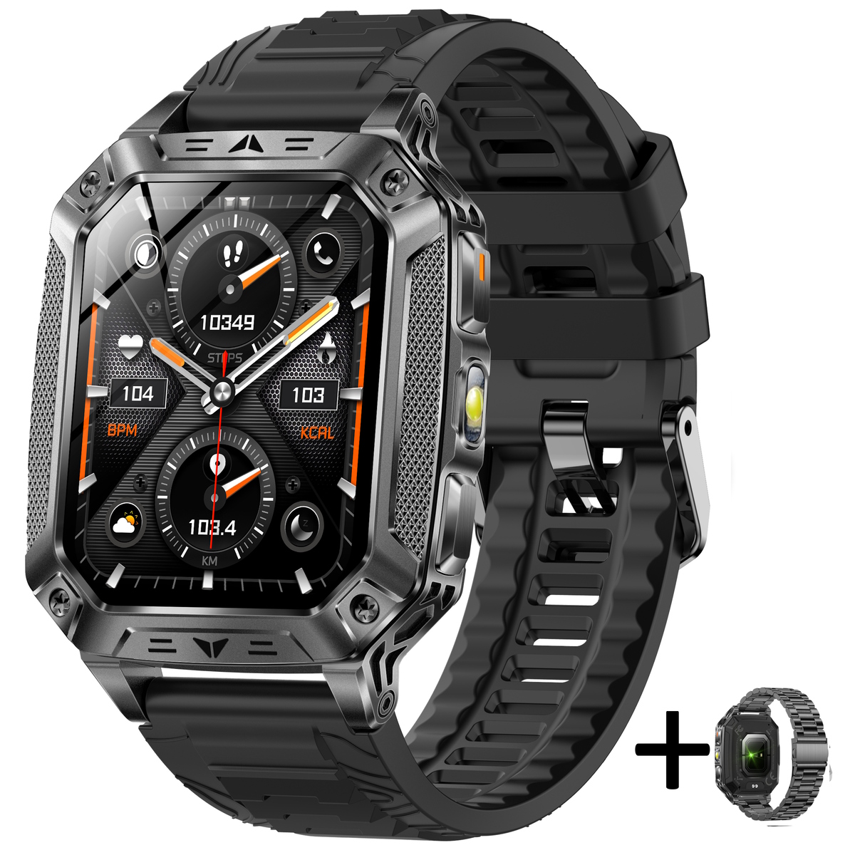 Смарт-годинник UWatch Smart Formula K+ Rubber 2.01, чорний, 2 ремінці — фото 1