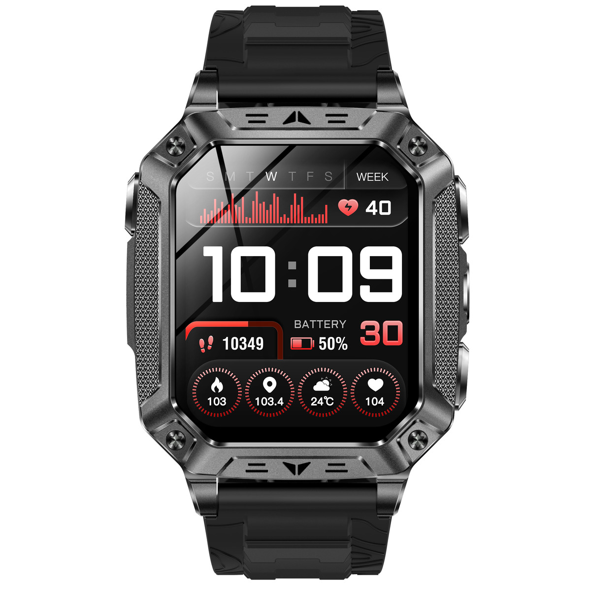 Смарт-годинник UWatch Smart Formula K+ Rubber 2.01, чорний, 2 ремінці — фото 9