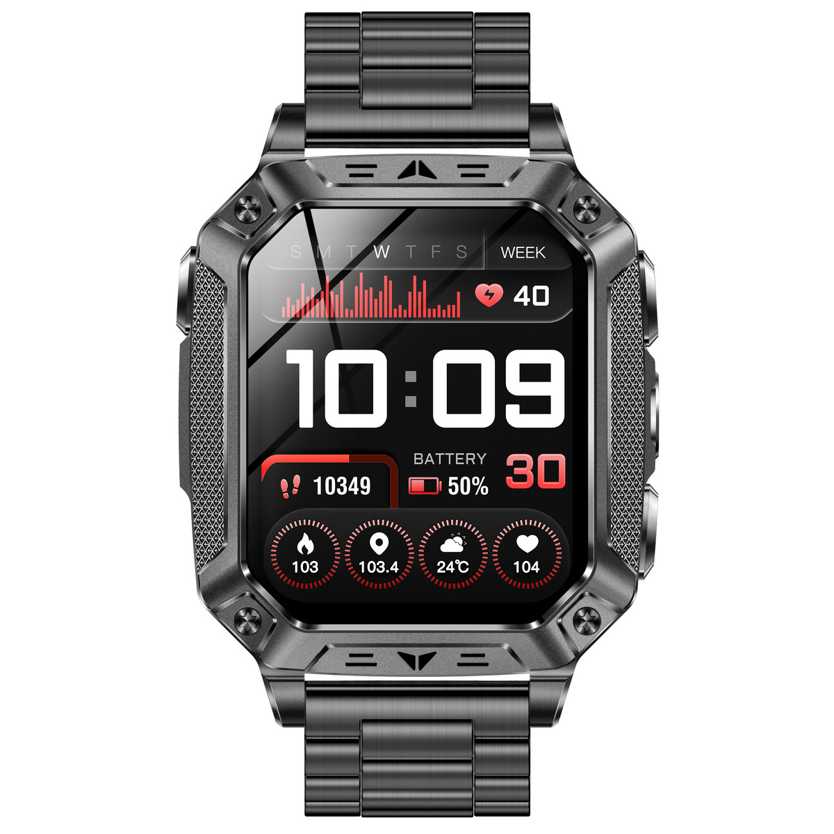 Смарт-годинник UWatch Smart Formula K+ Steel 2.01″, чорний, з 2 ремінцями — фото 2
