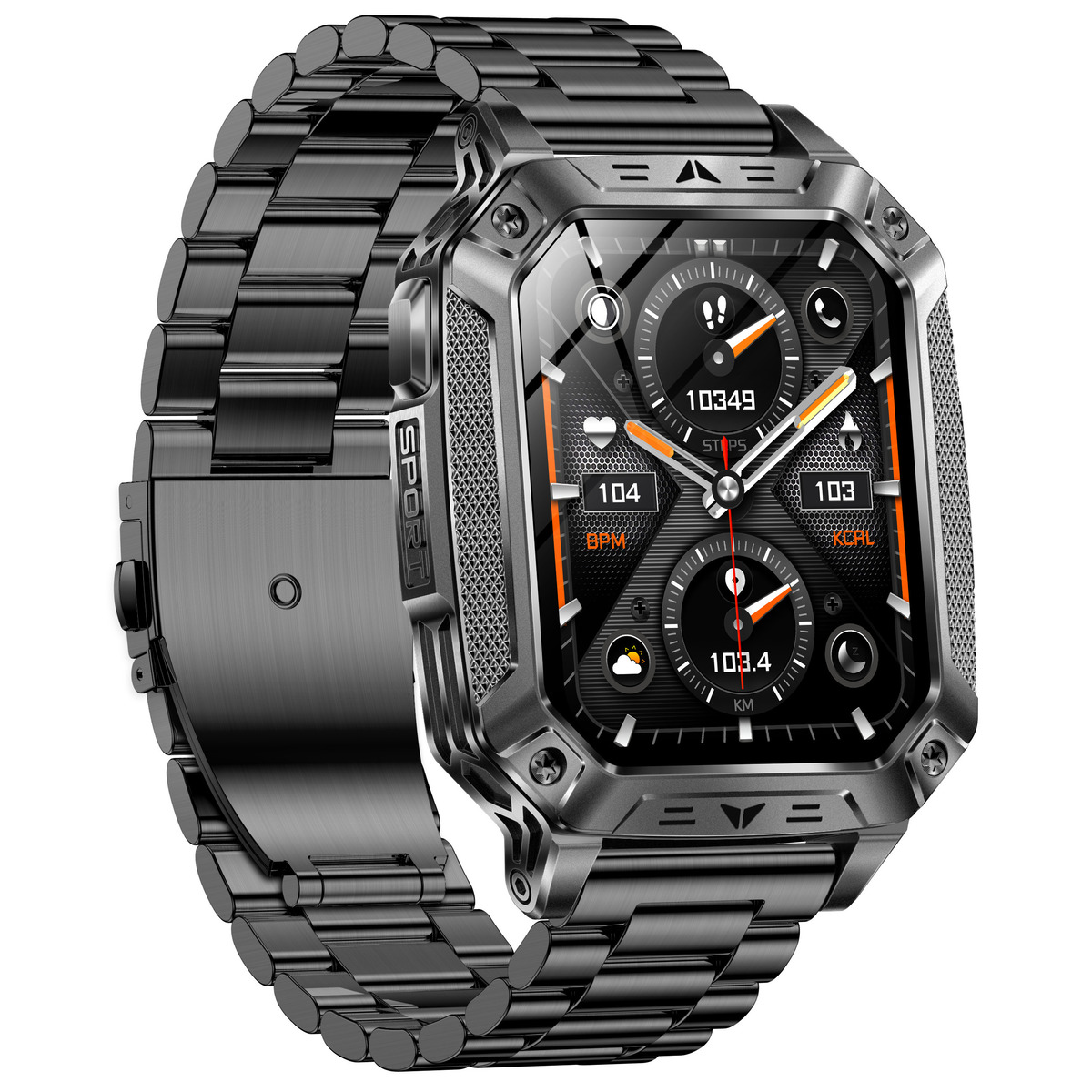 Смарт-годинник UWatch Smart Formula K+ Steel 2.01″, чорний, з 2 ремінцями — фото 3