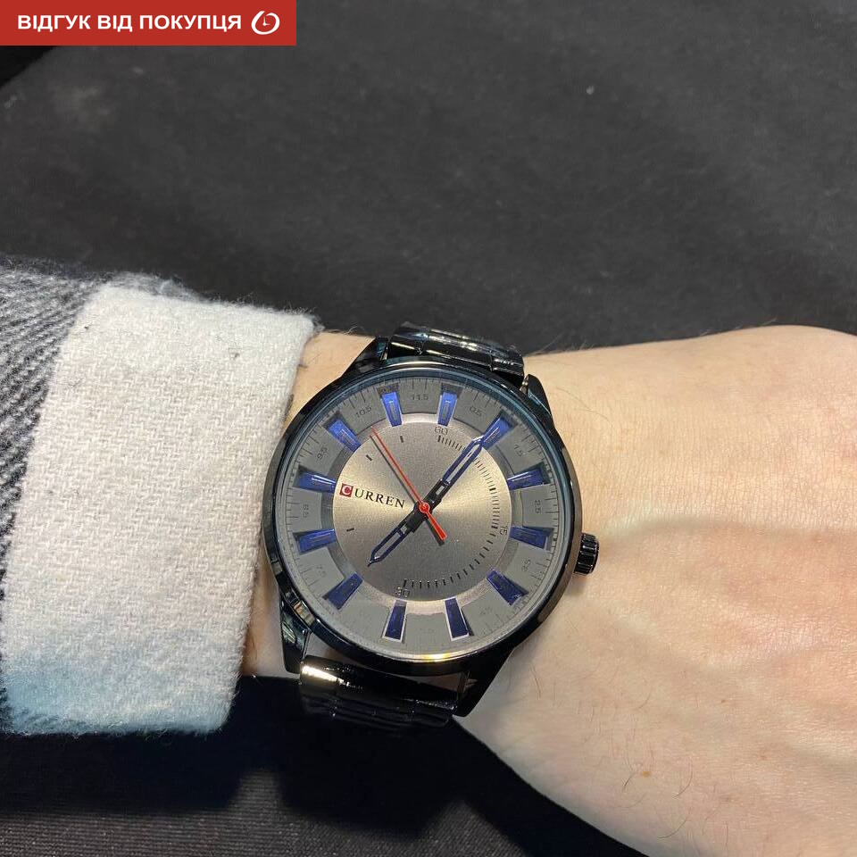 Чоловічий годинник Curren Formula 1950 Quartz з чорним сталевим браслетом — фото 7