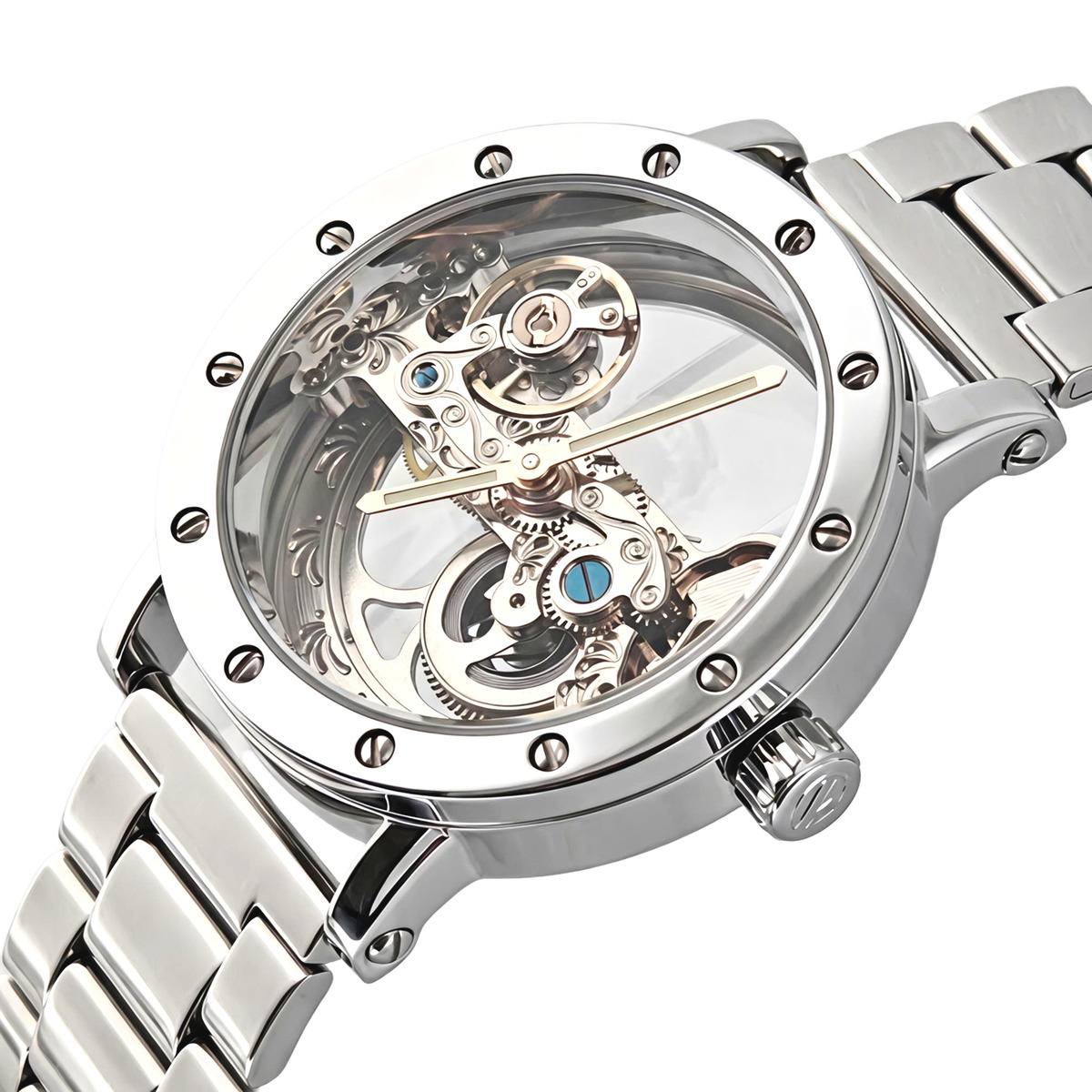 Чоловічий механічний годинник Forsining Air Silver Metal 2338 з 2 ремінцями — фото 1