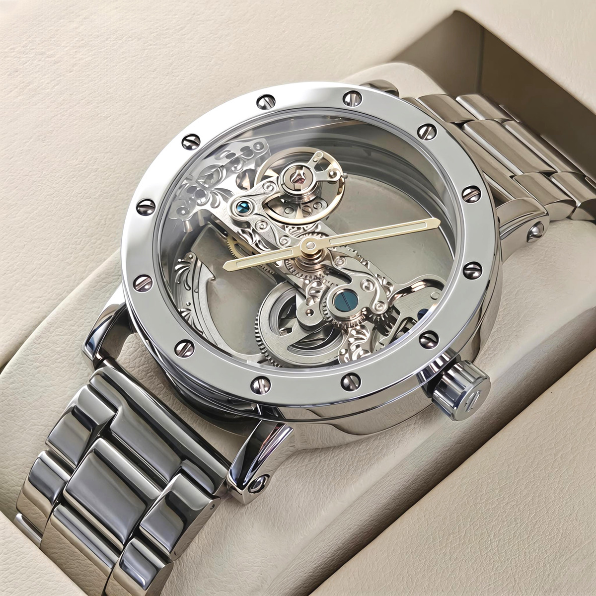 Чоловічий механічний годинник Forsining Air Silver Metal 2338 з 2 ремінцями — фото 2