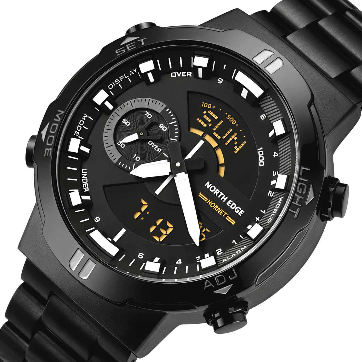 Чоловічий годинник North Edge Hornet Iron Edition 2341 з двома чорними ремінцями — фото 1