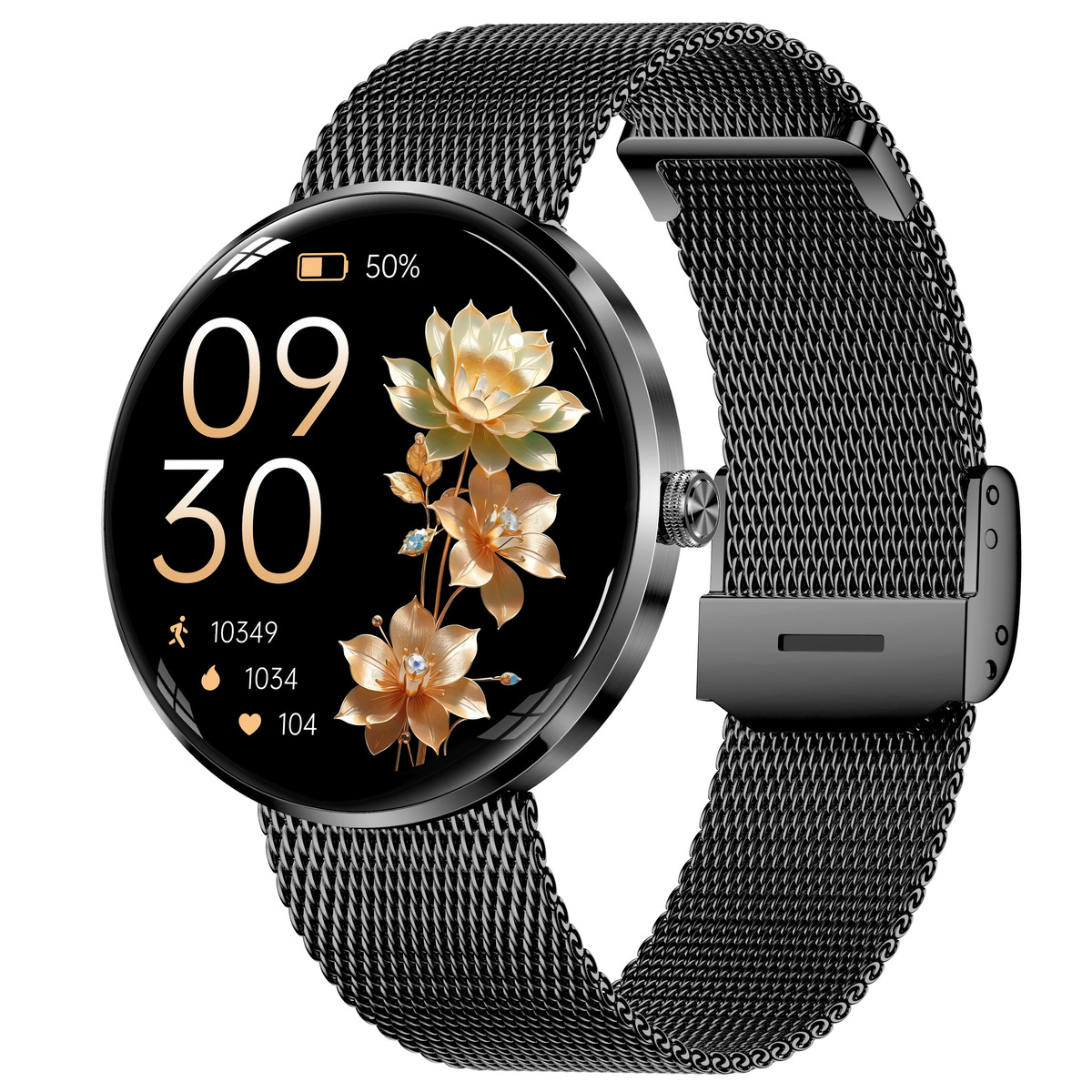 Жіночий смарт-годинник UWatch Smart Luna Black 1.43 Amoled, чорний, 2 ремінці — фото 1