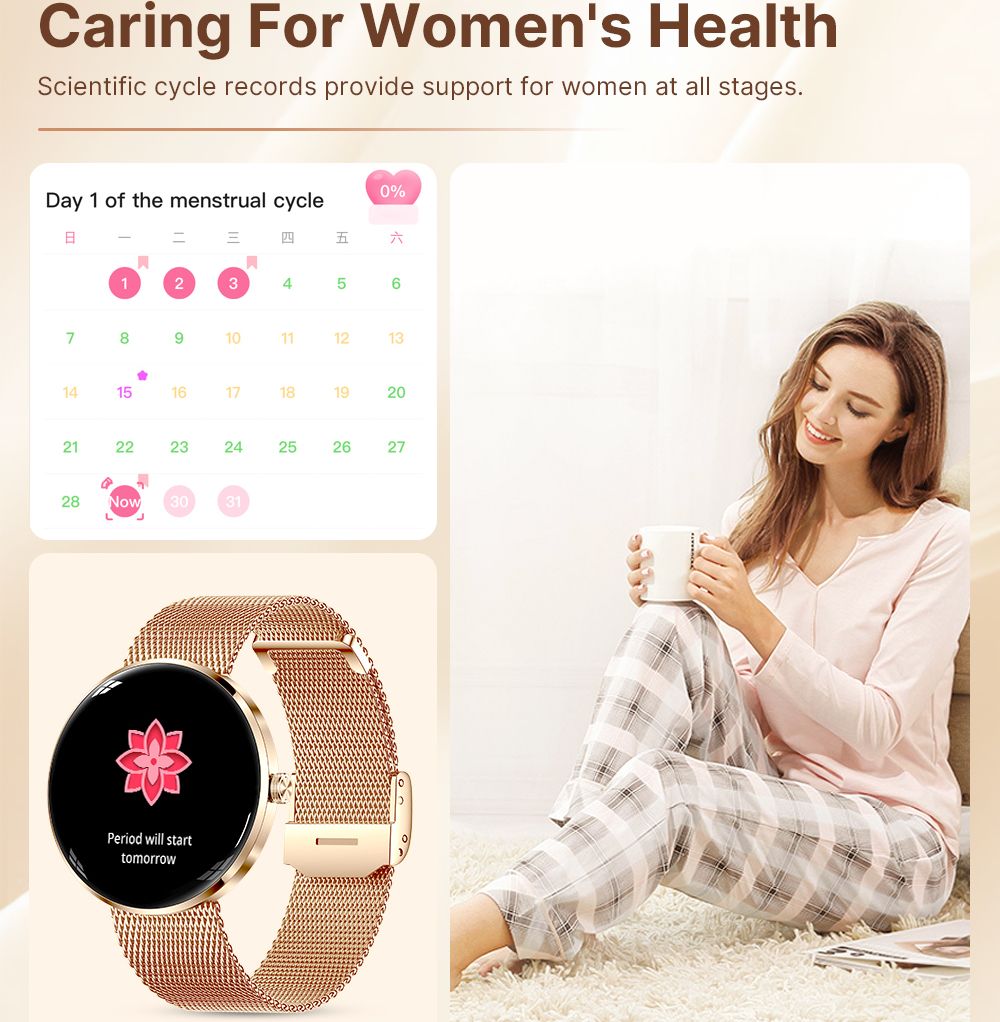 Смарт-годинник UWatch Smart Luna Cherry Rubber 46 мм з Amoled-дисплеєм і 3 ремінцями — фото 6