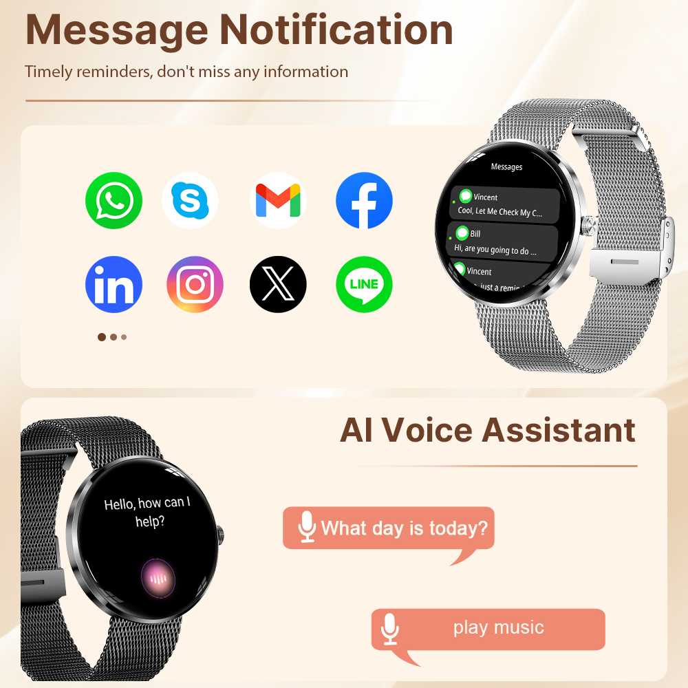Смарт-годинник UWatch Smart Luna Cherry Rubber 46 мм з Amoled-дисплеєм і 3 ремінцями — фото 5