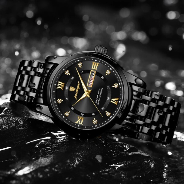 Чоловічий годинник Poedagar Unique Men Black 2344 з чорним циферблатом — фото 2