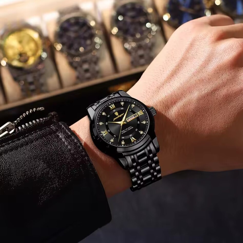 Чоловічий годинник Poedagar Unique Men Black 2344 з чорним циферблатом — фото 5
