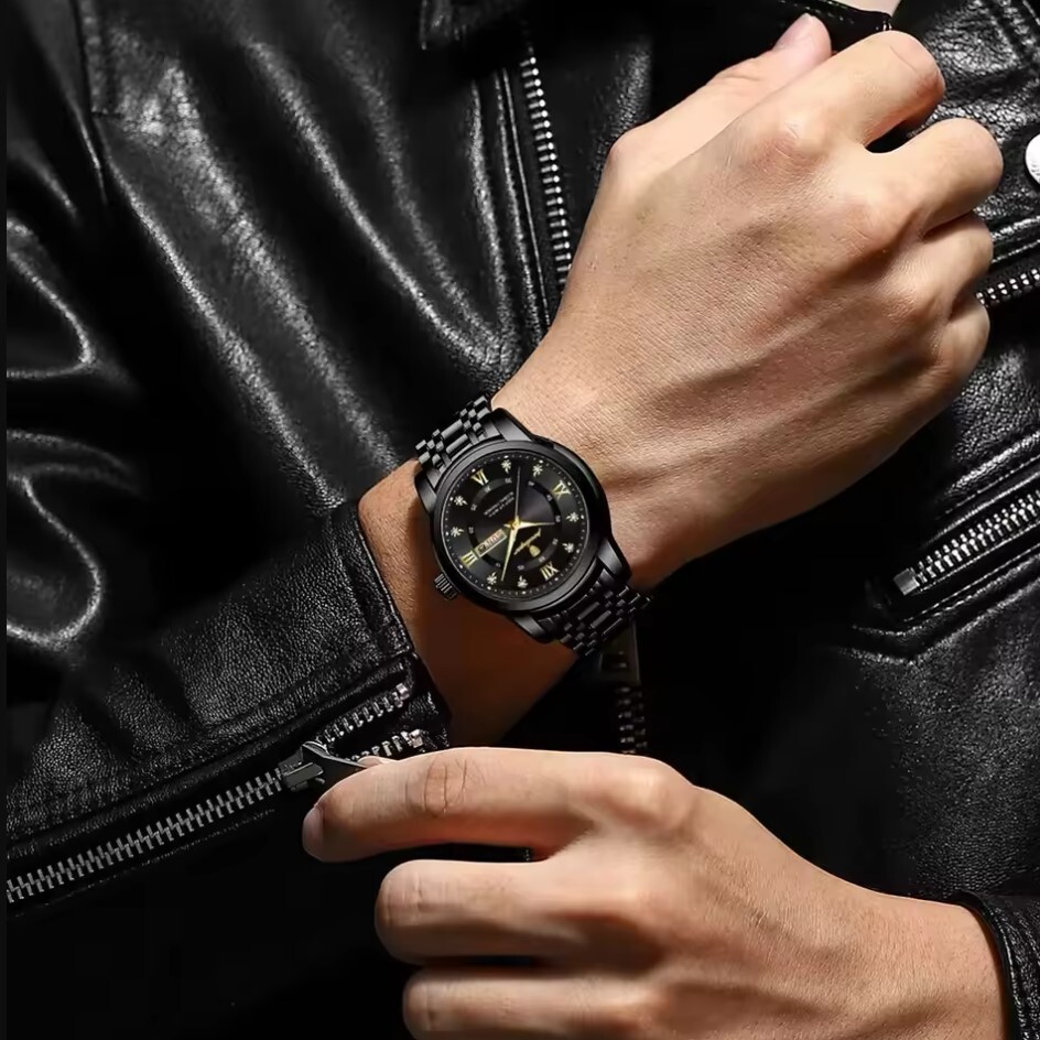 Чоловічий годинник Poedagar Unique Men Black 2344 з чорним циферблатом — фото 6