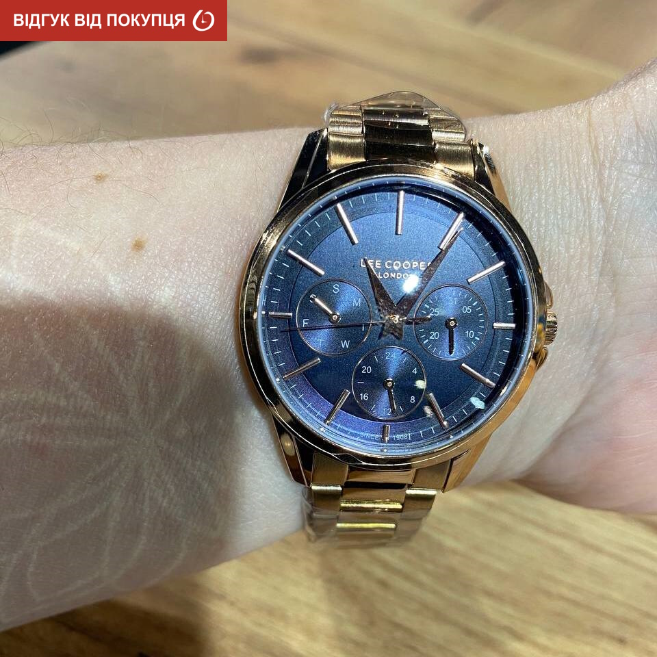 Жіночий годинник Lee Cooper Korsica 1964 з синім циферблатом, рожеве золото — фото 8