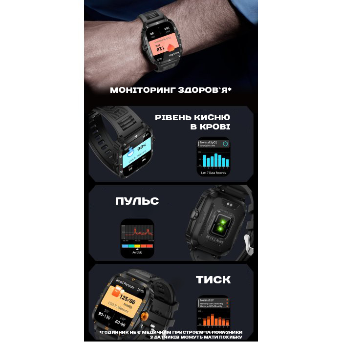 Смарт-годинник UWatch Smart Space Pro чорний з дисплеєм 1.96″ і Bluetooth 5.0 — фото 8
